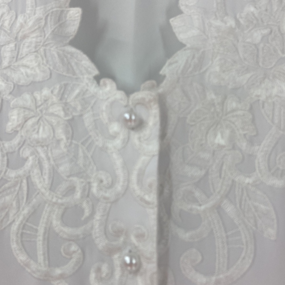 Notations White Button Down Embroidered Detail Bl… - image 3